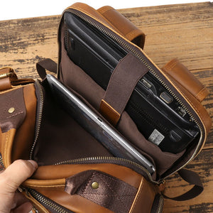 Thumbnail for Retro Riverstone Travel Leather Backpack - Moderno Collections