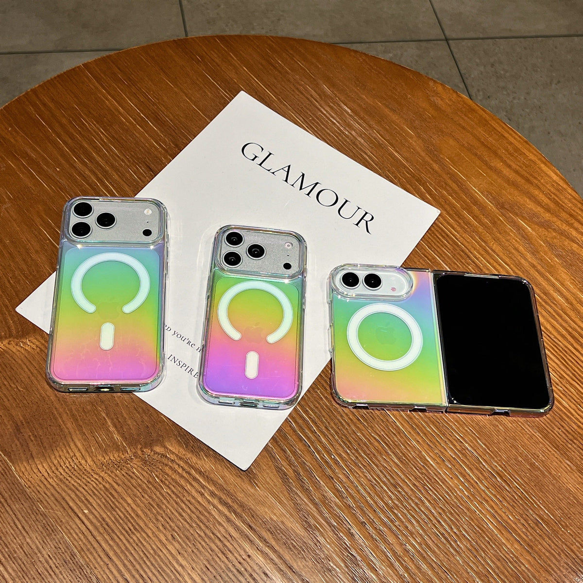 Solace Rainbow Gradient MagSafe iPhone 18 Duo Fold Case - Moderno Collections