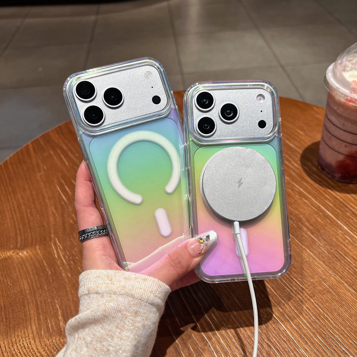 Solace Rainbow Gradient MagSafe iPhone 18 Duo Fold Case - Moderno Collections