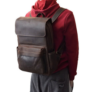 Thumbnail for VintageGrid Large - Capacity Leather Backpack - Moderno Collections