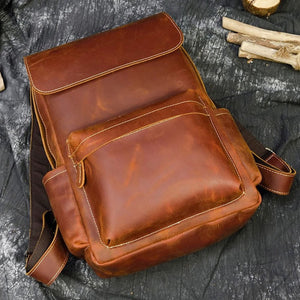 Thumbnail for VintageGrid Large - Capacity Leather Backpack - Moderno Collections
