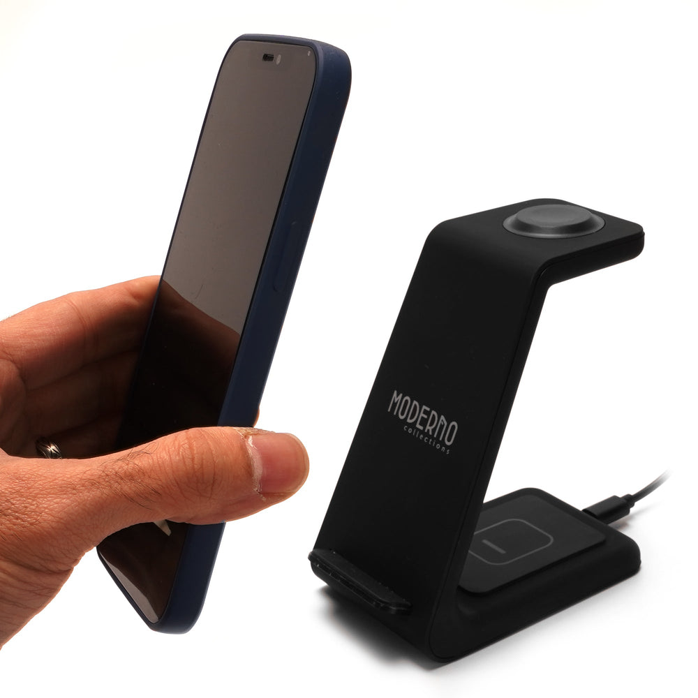 Premium 3 in 1 Fast Wireless Charging Stand for iPhone, Apple Watch & AirPods - Moderno Collections