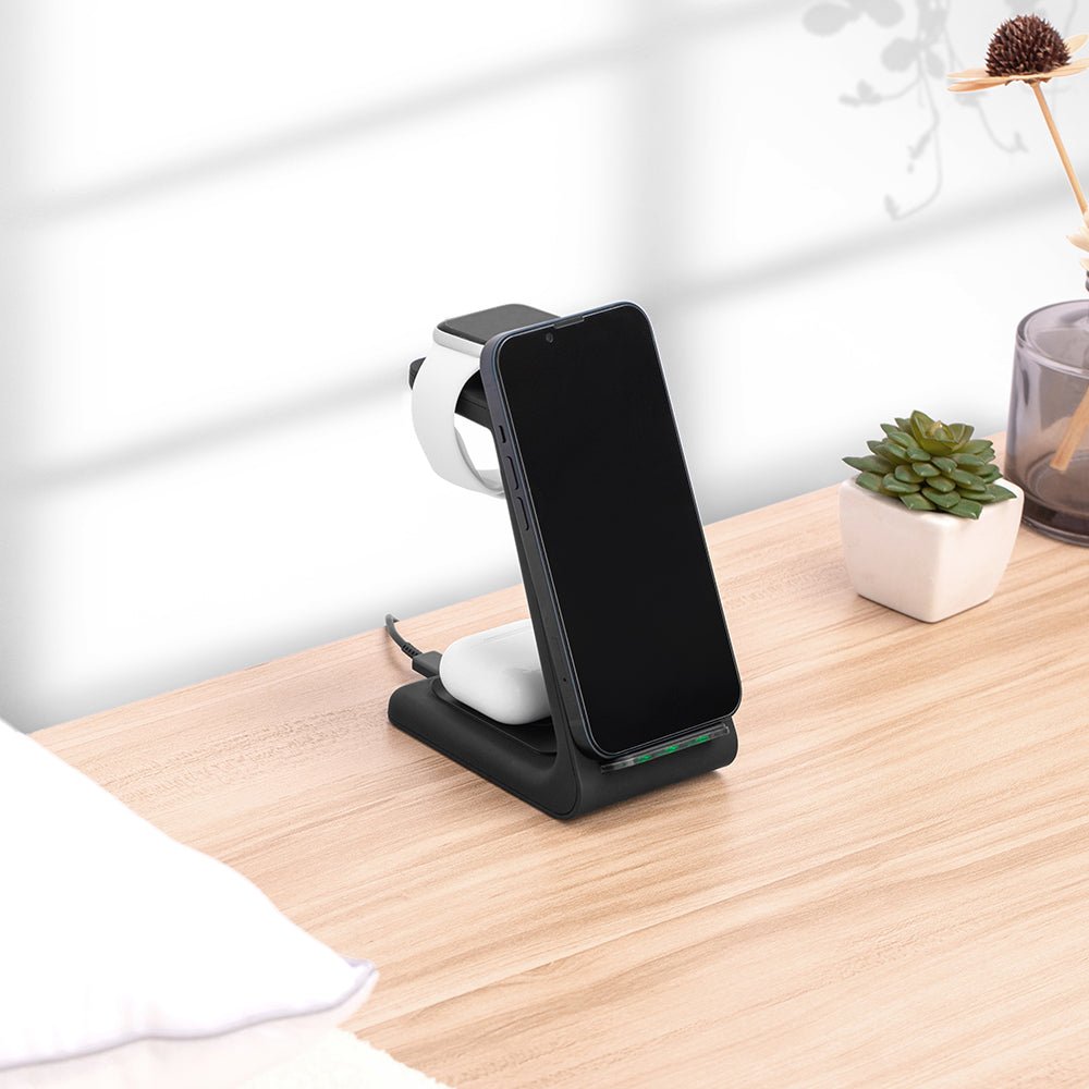 Premium 3 in 1 Fast Wireless Charging Stand for iPhone, Apple Watch & AirPods - Moderno Collections