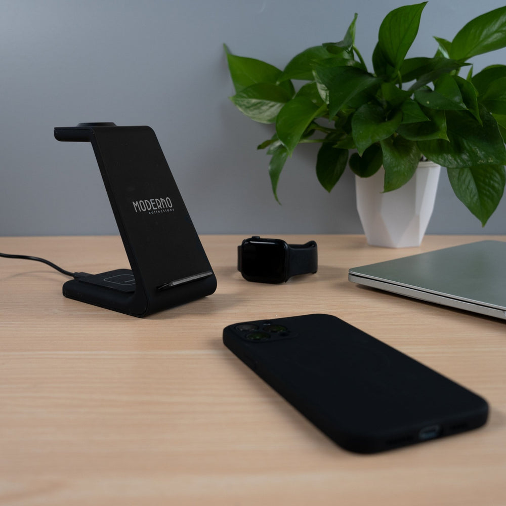 Premium 3 in 1 Fast Wireless Charging Stand for iPhone, Apple Watch & AirPods - Moderno Collections