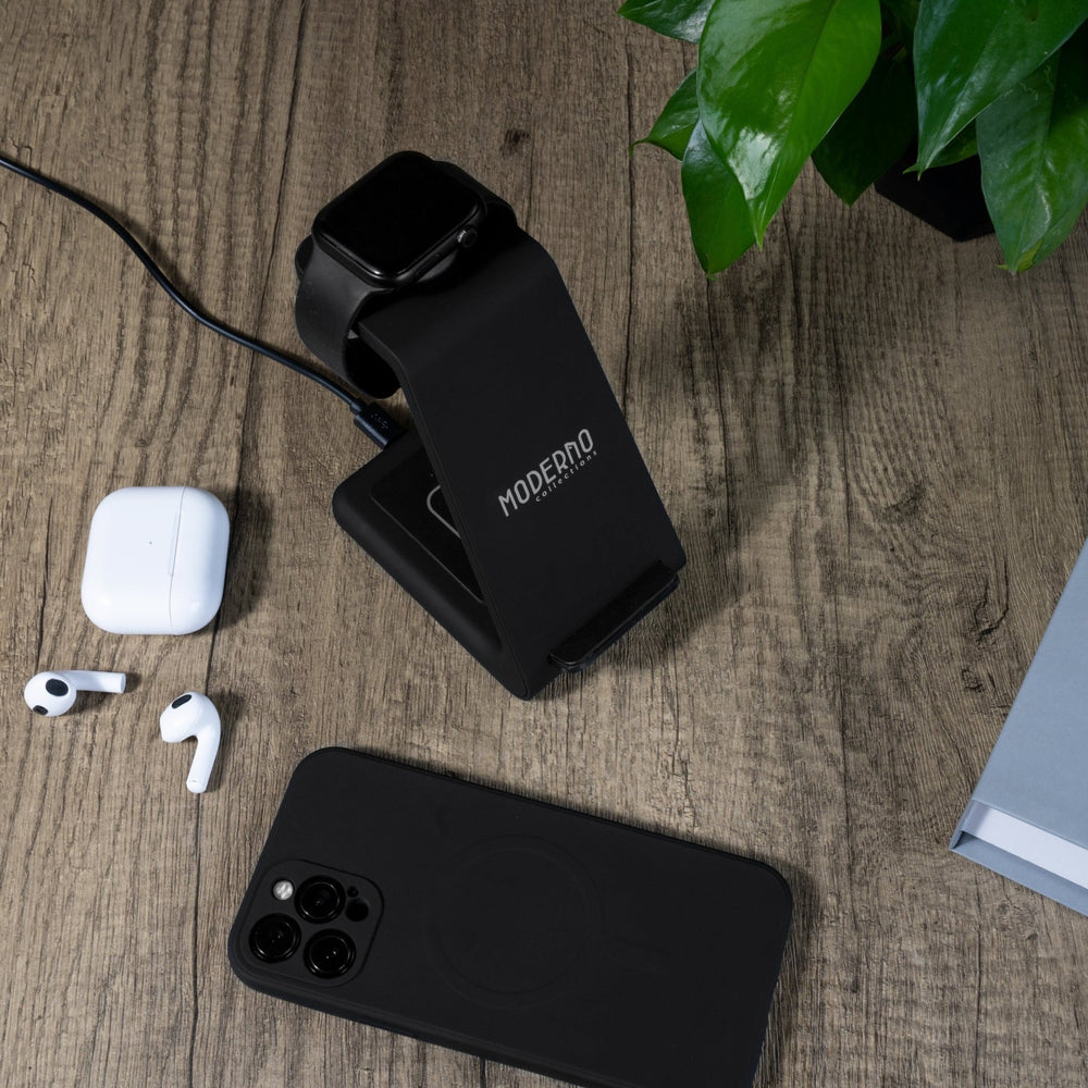 Premium 3 in 1 Fast Wireless Charging Stand for iPhone, Apple Watch & AirPods - Moderno Collections