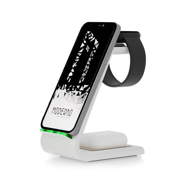 Premium 3 in 1 Fast Wireless Charging Stand for iPhone, Apple Watch & AirPods - Moderno Collections