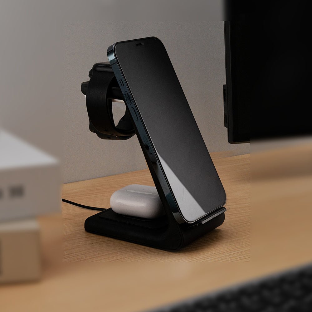 Premium 3 in 1 Fast Wireless Charging Stand for iPhone, Apple Watch & AirPods - Moderno Collections