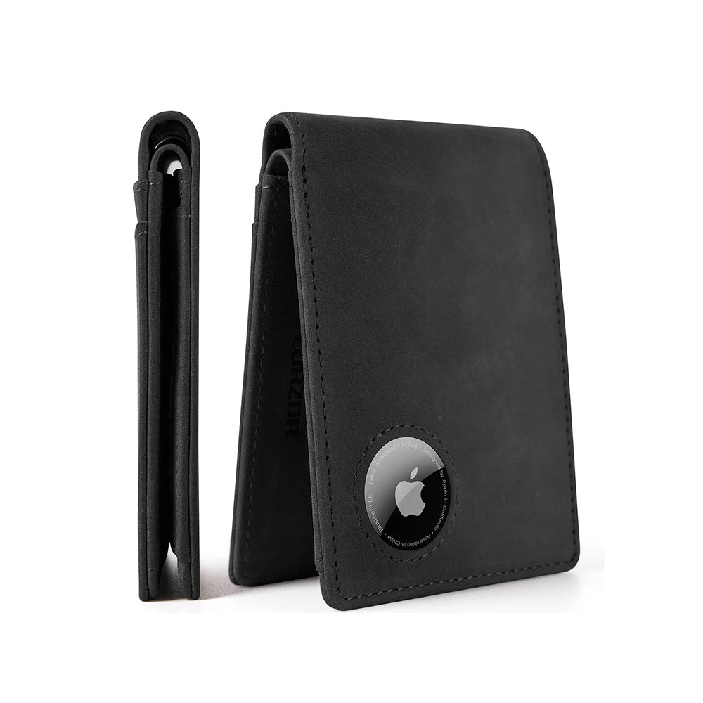 Sleek Genuine Leather Wallet with Built-in Airtag Pouch - Moderno Collections