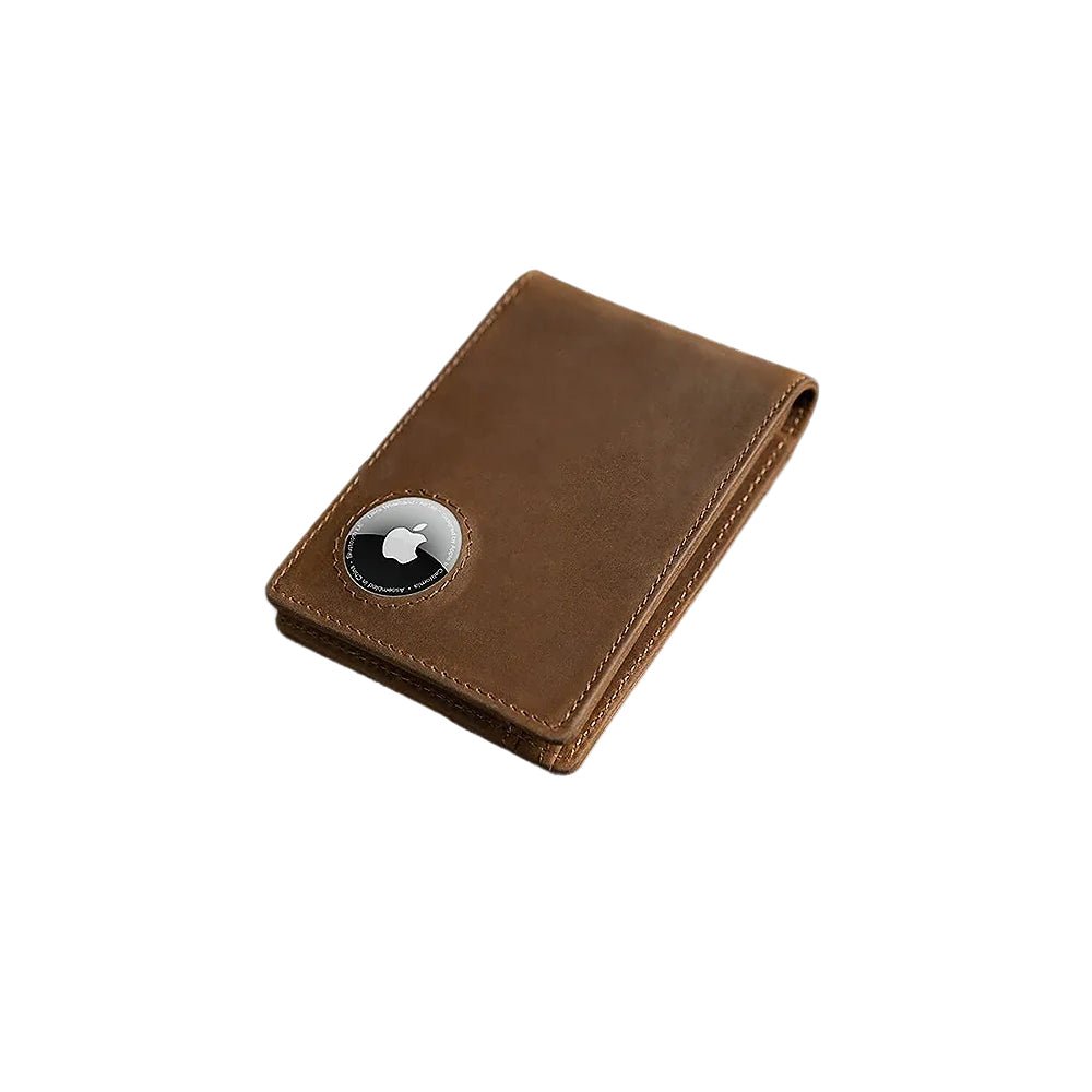 Sleek Genuine Leather Wallet with Built-in Airtag Pouch - Moderno Collections