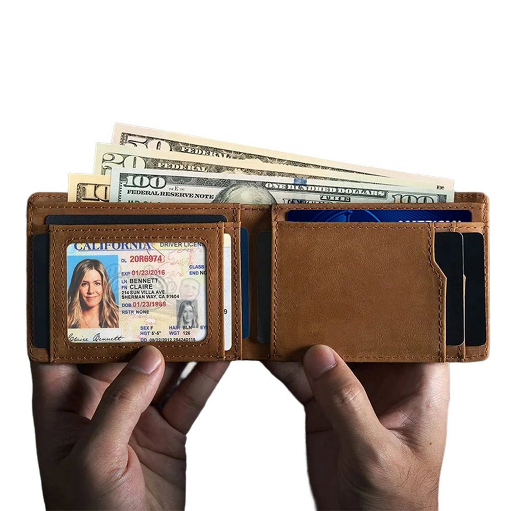 Sleek Genuine Leather Wallet with Built-in Airtag Pouch - Moderno Collections